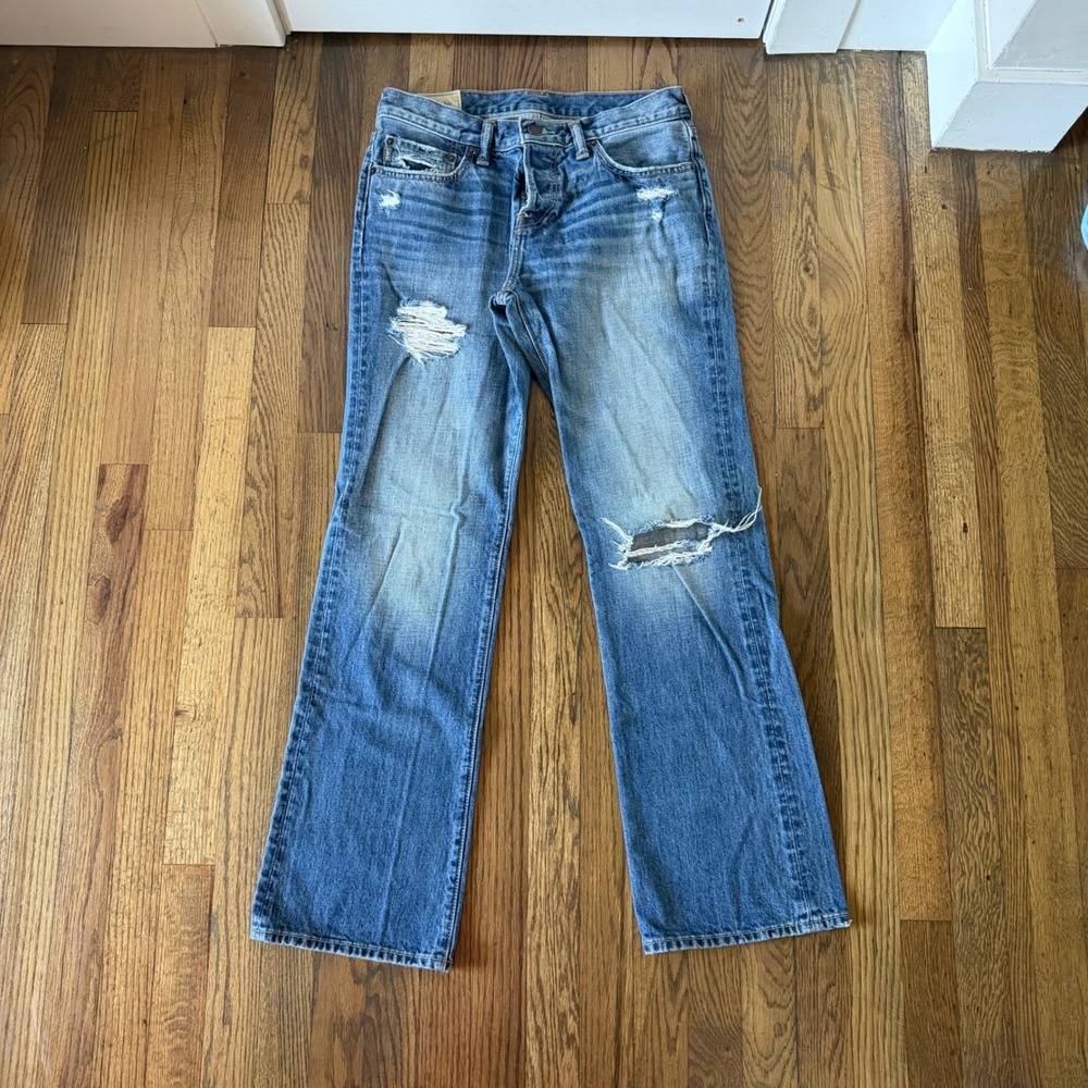 Abercrombie & Fitch The A&F Boot Jeans Mens Distressed Denim Size W 3O L 32